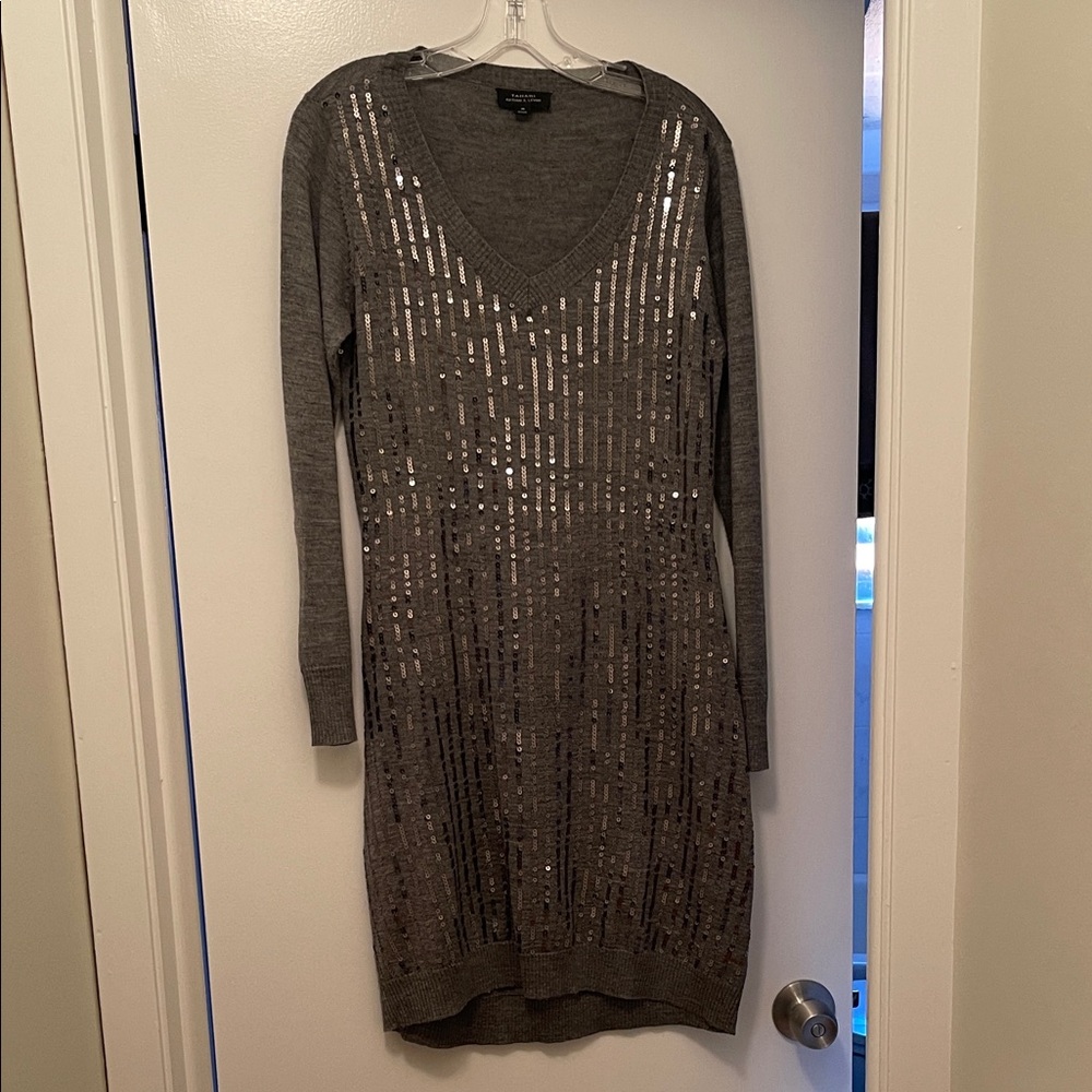 Elegant Metallic Long Sleeve Dress with sparkles